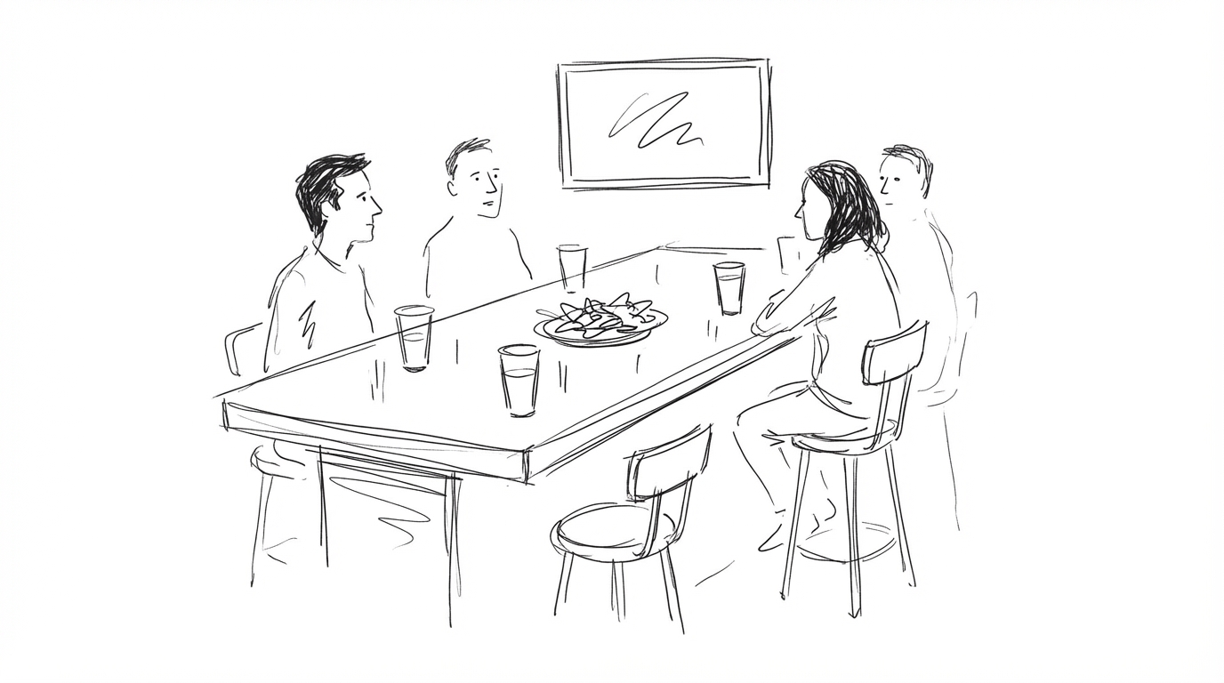 Sports bar table set up for a large group